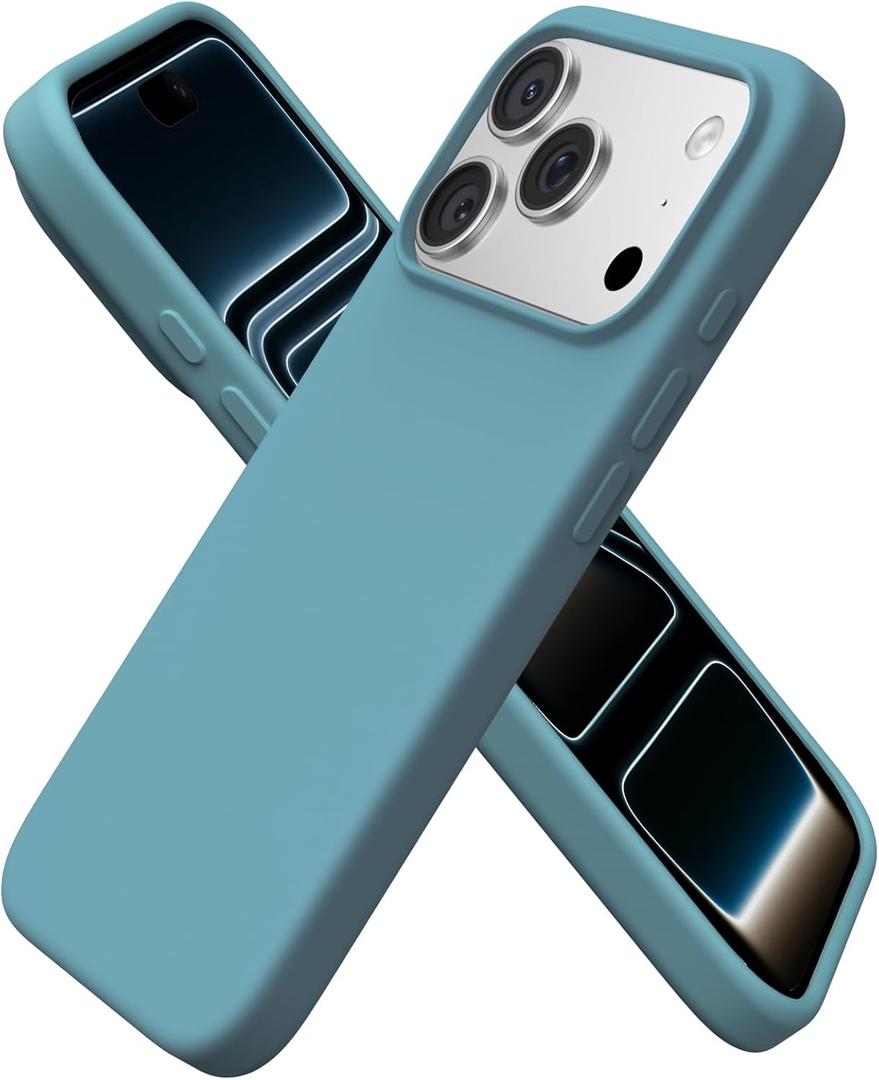 ORNARTO Compatible with iPhone 17 Pro Case 6.3", Slim Liquid Silicone 4 Layers Full Covered Soft Gel Rubber Shockproof Cover, Protective Phone Case for iPhone 17 Pro-Cactus