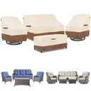 Patio Furniture Covers 4 Piece Set, 600D Waterproof Heavy Duty Outdoor Furniture Covers,Fit Wicker Patio Sofa, Swivel Rocker Chair and Coffee Table,Beige & Brown, XL