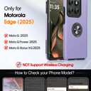 JAME for Motorola Edge 2025 Case, Dual Layer Military Grade Protection Shockproof Cover with Ring Holder Stand Kickstand, Slim Fit Protective Phone Case for Motorola Moto Edge 2025, Purple
