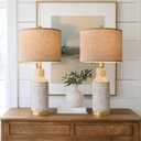 USumkky 25" Modern Ceramic Lamps Single Table Lamp for Living Room Bedroom Farmhouse Nightstand Bedside Lamps
