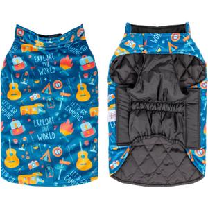 CuteBone Winter Dog Coat - Waterproof Windproof Reversible Vest, Thick Adjustable Cold Weather Jacket for Small Medium Large Dogs, Soft with Leash Hole (2- Camping)