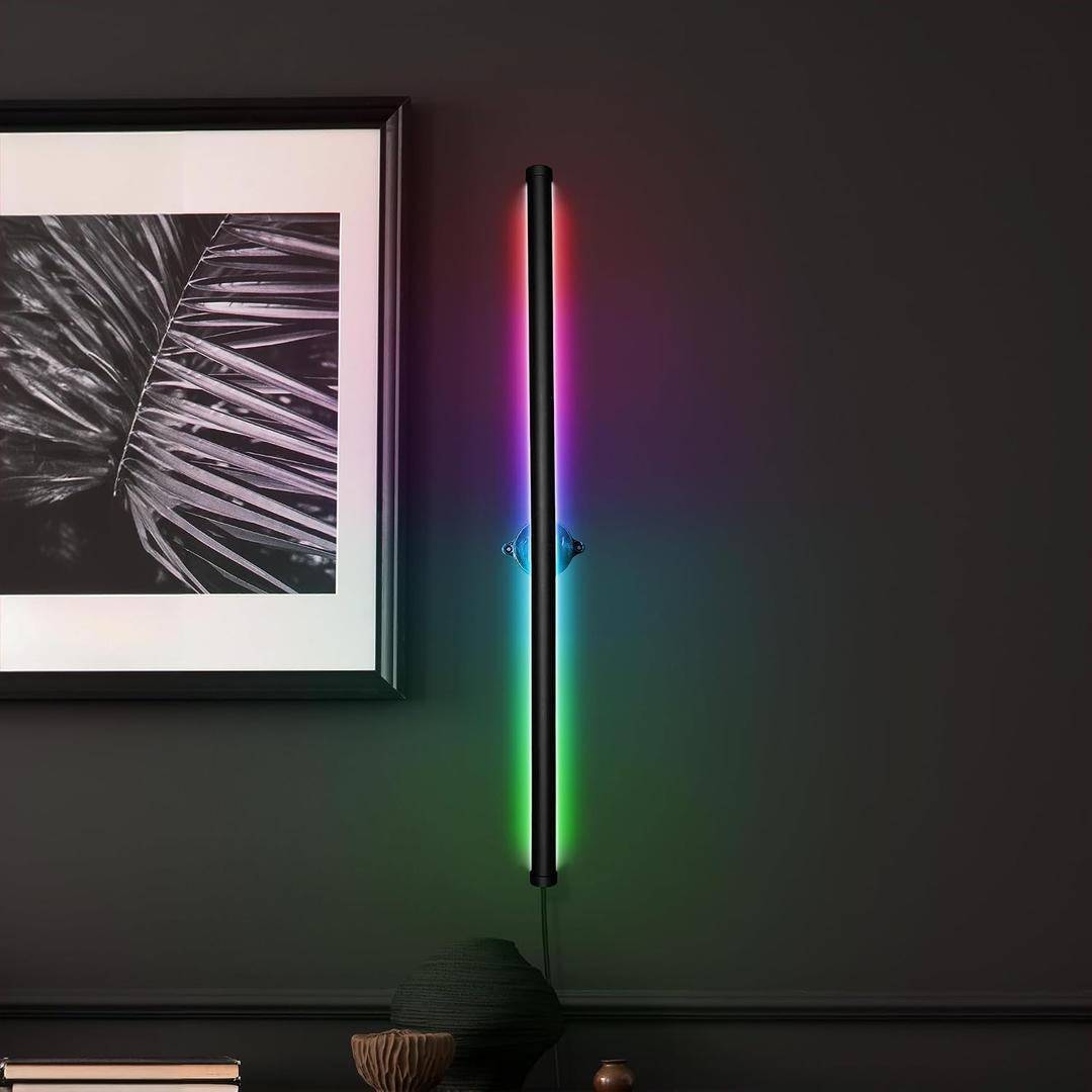 28" Color Changing Wall Light Bar - RGB LED Wall Sconce - Living Room, Bedroom, Office, Gaming Room - MultiColored, Modern Style