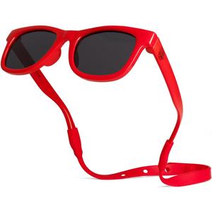 Polarized Baby Sunglasses With Strap - Unbreakable Flexible Infant Sunglasses For Toddlers Newborns 0-24 Months (Red)