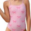 Girls One Piece Swimsuits Cute Summer Beach Crossback Swimwear Sport Bathing Suit with Adjustable Strap, 11-12Y