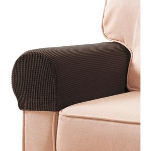 SUBRTEX Stretch Armrest Covers Spandex Arm Covers for Chairs Couch Sofa Armchair Slipcovers for Recliner Sofa with Twist Pins 2pcs (Chocolate)