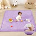1.3" Thick Baby Play Mat for Floor, 39x59 Foam Tummy Time Mat, Padded Support Soft Plush Nursery Rug for Infant Kids Toddler Crawling Kick Activity (Lavender)