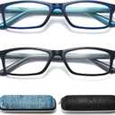 Reading Glasses Blue Light Blocking for Men Women,Rectangular Frame Computer Readers with Spring Hinge
