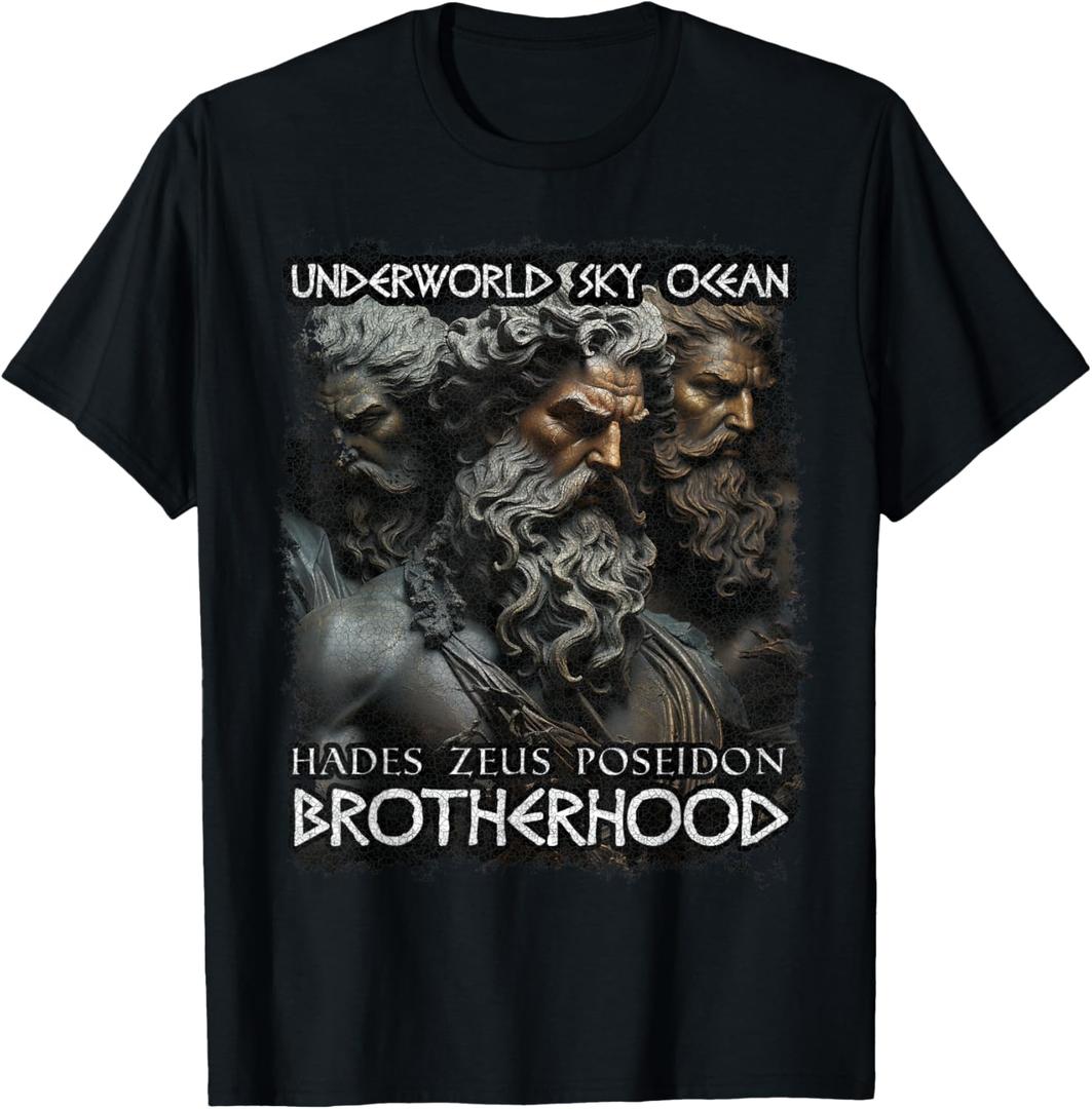 Greek Gods Zeus Poseidon Hades Greek Mythology T-Shirt, XL