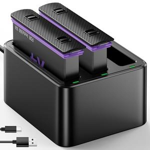2 Packs Replacement Batteries for FPZMAS Insta360 X4 Battery 2500mAh and LED USB Quick Battery Charger Hub, Replacement Battery Pack Charger for Insta 360 X4 (2 Batteries+ Charging Box)