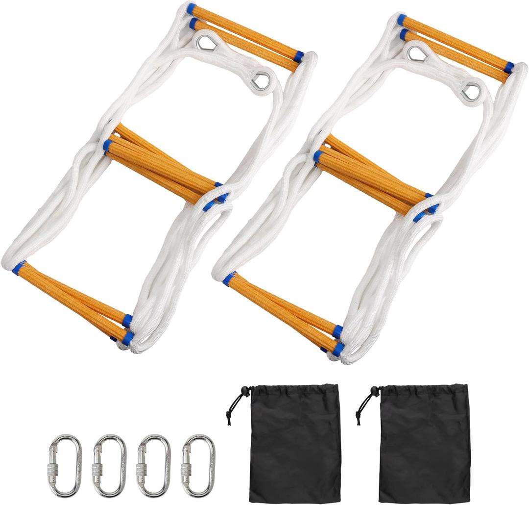 Rope Ladder, 16 FT Fire Escape Ladder 2 Story Flame Resistant Emergency Ladder for Second Floor Portable Fire Safety Ladder Weight Capacity up to 2500 Pounds- 2 Pack