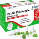 Pro Comfort 32G 4mm (1/4") Insulin Pen Needles, 100 Count, Universal Fit, Compatible with Most Insulin Injector Devices, Super Thin for Insulin Injections, Comfortable