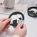 Black and White Elephant Leather Drink Coasters Set of 6 with Holder Round Cup Coaster for Table Decor (1)