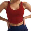 Women's Bustier Corset Crop Tank Tops Sleeveless Trendy Scoop Neck for Women Going Out Tops Summer Sexy High Impact (Red, M)