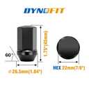 Dynofit 14x1.5 Lug Nuts Compatible with 2008+ Chevy Silverado GMC Sierra 2500 3500,32PCS Black Chrome Wheel Lug Nuts,for 2012+ RAM 2500 3500,Anti-Rust and Corrosion-Resistant,for Cold Winter