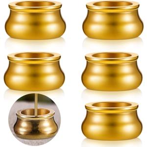 Suclain 6 Pcs Incense Burner Holder Mini Incense Cone Stick Burner Brass Holder for Sticks Gold Metal Ash Catcher for Meditation, Yoga, Home Decor, Office, Teahouse, 0.13 Inch Hole Diameter