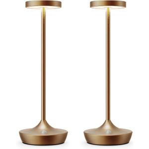 YHT Cordless Rechargeable Table Lamp - 6000mAh Outdoor LED Battery Operated Table Light - Portable Waterproof Dimmable Table Lamps for Restaurant Dining Bedroom Bars Home Patio (Bronze 2P)