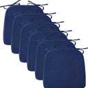 Chair Cushions for Dining Chairs, 2" Thick Seat Cushions for Kitchen Chairs, D-Shaped Chair Pads with Washable Cover, Ties and Non Slip Backing, 17'' x 16'', Set of 6, Blue