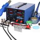 YIHUA 853D USB 3A-Three Tools- Soldering Station, Hot Air Rework Station and Power Supply 0~3A, 0-15V with output and test modes. Also C/F display, Digital Cal, Sleep Function