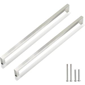 Cabinet Pulls Brushed Nickel Cabinet Handles Square Drawer Pulls, 2 Pack 13-4/5 Inch Stainless Steel Kitchen Door Cupboard Cabinet Handles, Cabinet Hardware Drawer Handles, 352mm Hole Centers