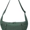 VONAL Nylon Crescent Crossbody Bag, Sloughy Shoulder Hobo Bag for Women, Lightweight Moon Bag Dumpling Sling Bag Purse (Army Green)