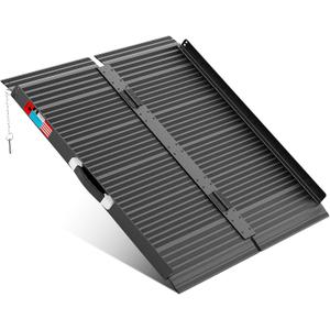 WHALEMOTOR Black Portable Wheelchair Ramp, 3FT No-sew Non-Slip Aluminum Wheelchair Ramp, Folding Portable Wheelchair Ramps for Home, Weight Capacity Up to 800 LBS, Loading Dock Plates