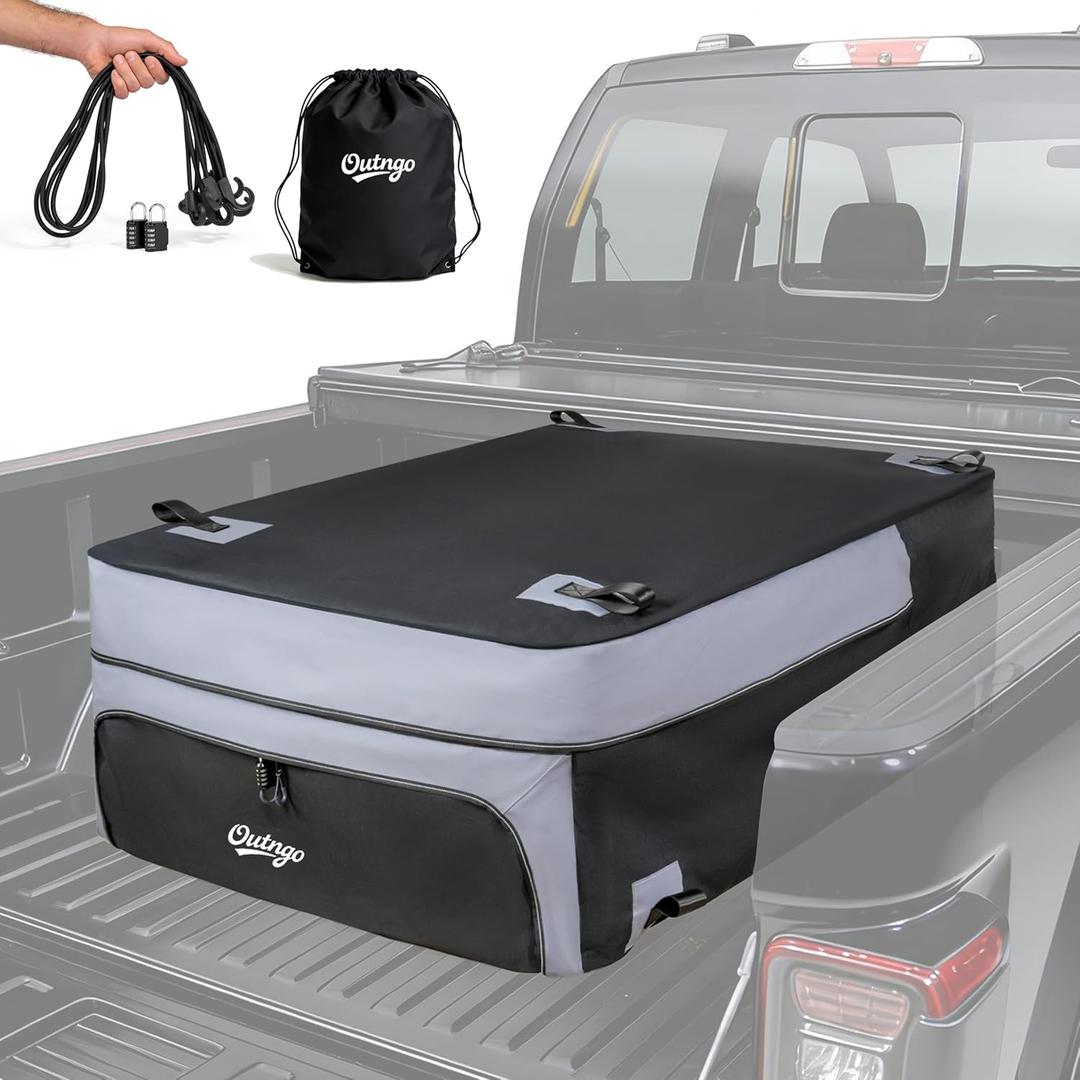 Truck Bed Cargo Bag-Waterproof Luggage Bag For Truck Bed 26 Cu. Ft Heavy-Duty PVC Truck Bed Waterproof Storage Fits Any Truck Size Dual Opening 4 Stretch Cord 2 Combination Lock (50"x40"x22")