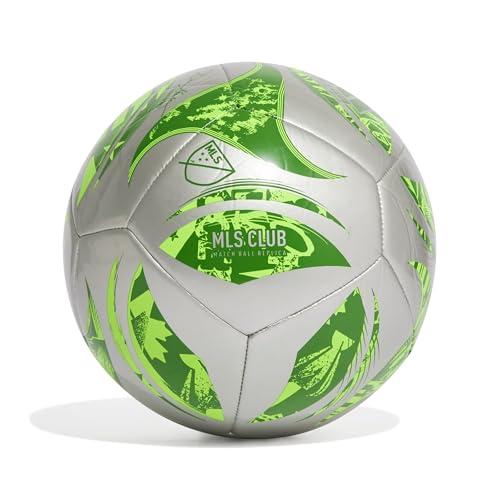 Adidas MLS Club Soccer Ball, Silver Metallic/Green