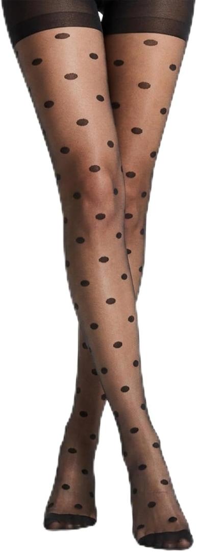 Women's Sheer Polka Dot Tights Polka Dot Stockings, Black Patterned Stockings, High Waist Pantyhose One Size