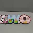 Haooryx Farm Centerpiece - Pink Farm Animal Sign Wooden Table Centerpiece Barnyard Birthday Party Sign Two Years Old Birthday Party Decorations Baby Shower Photo Props