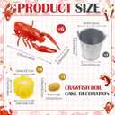 Gemscream 13 Pcs Crawfish Boil Party Supplies Fake Crawfish Party Decorations Lobster Cake Toppers Plastic Crayfish Potato Corn Metal Pail for Lobster Theme Birthday Festival Potluck