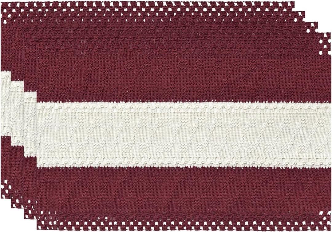 Artoid Mode Red Farmhouse Rustic Placemats Set of 4,12x18 Inch Seasonal Hollow Table Mats Party Kitchen Dining Decoration