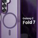 Magnetic Case for Samsung Galaxy Z fold 7 Case, Slim Translucent Matte Phone Cover with Shockproof TPU Frame & Scratch-Resistant PC Back, Strong Magnetic Ring, Purple