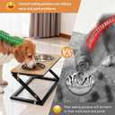 Dog Bowls Elevated, Adjustable Raised Dog Bowl Stand with 2 Stainless Steel Food Bowls 20Tilted Water Bowls for Small Sized Dogs and Cats (Natural Wood Color, Small)