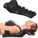 Neck and Shoulder Relaxer with Upper Back Massage Point, Cervical Traction Device Neck Stretcher for TMJ Pain Relief and Cervical Spine Alignment Chiropractic Pillow (Black)