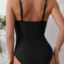 Eomenie Women's One Piece Swimsuits Tummy Control Ruched Bathing Suit 1 Piece Swimwear (Black, L)