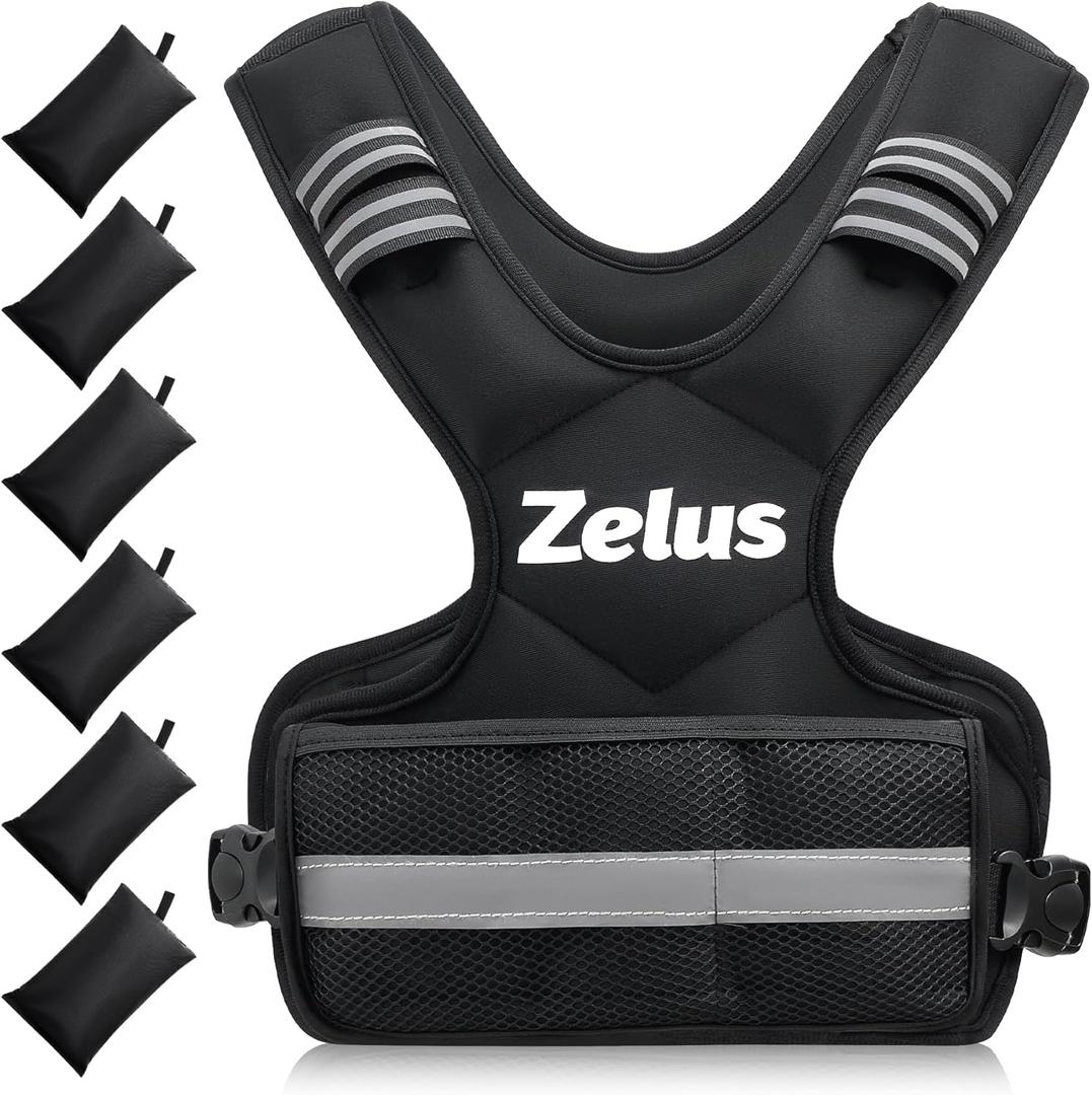 ZELUS Weighted Vest for Men and Women | 4-10lb Vest with 6 Ironsand Weights for Home Workouts | Adjustable Body Weight Vest Exercise Set for Cardio and Strength Training (Black) ZELUS Weighted Vest for Men and Women | 4-10lb Vest with 6 Ironsand Weights for Home Workouts | Adjustable Body Weight Vest Exercise Set for Cardio and Strength Training (Black)