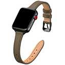 Amazon.com: STIROLL Slim Leather Bands Compatible with Apple Watch Band 38mm 40mm 41mm 42mm(Series 11 10), Top Grain Leather Watch Thin Wristband for iWatch SE 9 8 7 6 5 4 3 2 1 (Taupe Black) : Cell Phones & Accessories