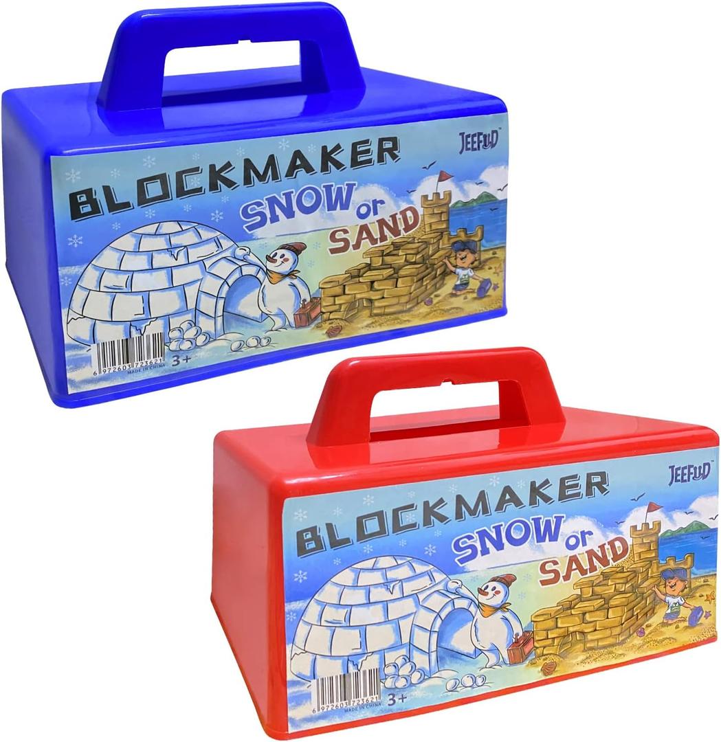 JEEFUD Snow Block Maker, Sand Castle Mold, Beach Snow Building Kit Toys for Kids, 2 Pack (Blue&Red)