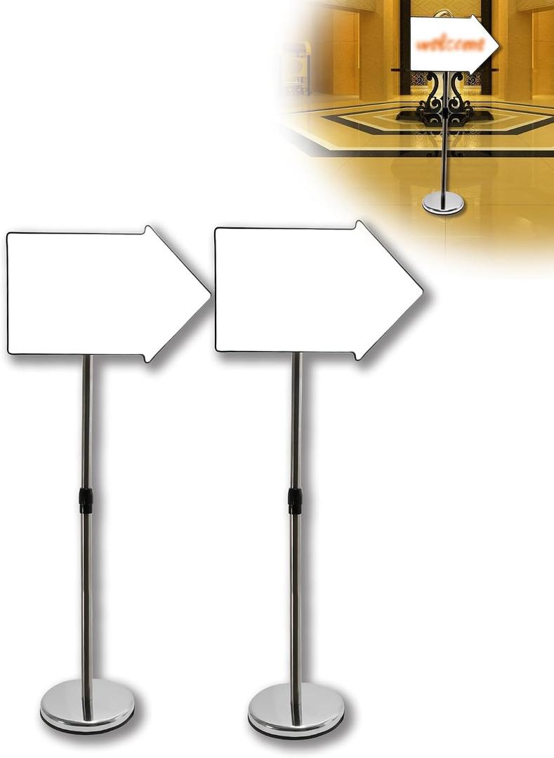 Adjustable Dry Erase Whiteboard Arrow Sign, 19"x11" Floor-Standing Arrow Sign Stand, Whiteboard Arrow Can Rotate 360°, Suitable for Banquets, Hotels, Schools and Other Similar Venues (2Pcs)