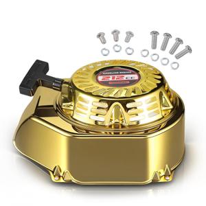 Pull Start Recoil Starter Assembly w/Recoil Fan Cover Shroud Housing kit for Predator 212 Coleman BT200X CT200U 212cc Mini Bike, KT196 Go Kart for Honda GX160 GX200 Engine Gold