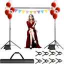 Backdrop Stand, 10x7ft(WxH) Photo Background Stand Adjustable Support Kit with 2 Crossbars, 8 Backdrop Clamps, 2 Sandbags and Carrying Bag for Parties Photography Wedding Decoration