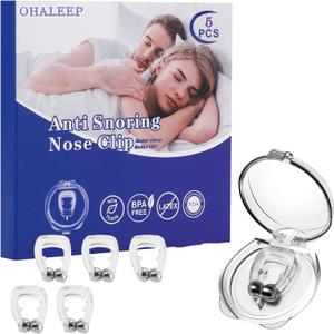 OHALEEP Anti Snoring Devices, Snore Stopper with Adjustable Magnet, Silicone Nose Clip Stop Snoring, Effective to Relieve Snoring, Snoring Solution for Comfortable and Quieter Sleep, White,M