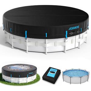 24ft Round Pool Cover Above Ground, 3-in-1 Super Windproof System
