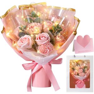Thiccywoov Mother's Day Flower Bouquet Kit for Her 2026 DIY Artificial Flower Bouquets Rose Bouquet Gift with Bag for Birthday, Anniversary Present for Wife Grandma