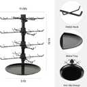 4-Tier Rotating Jewelry Display Stand with 80 Hooks, Earring Display for Vendors Large Capacity Jewelry Rack Keychain Display Necklace Bracelet Holder for Retail-Black