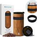 Elemental Duo-Sip 2 in 1 12oz Coffee Tumbler - Leak Proof Tumbler with Flip Lid for Slim Can Cooler - Triple Wall Insulated Tumbler for Hard Seltzer, Hot & Cold Beverages - Teakwood