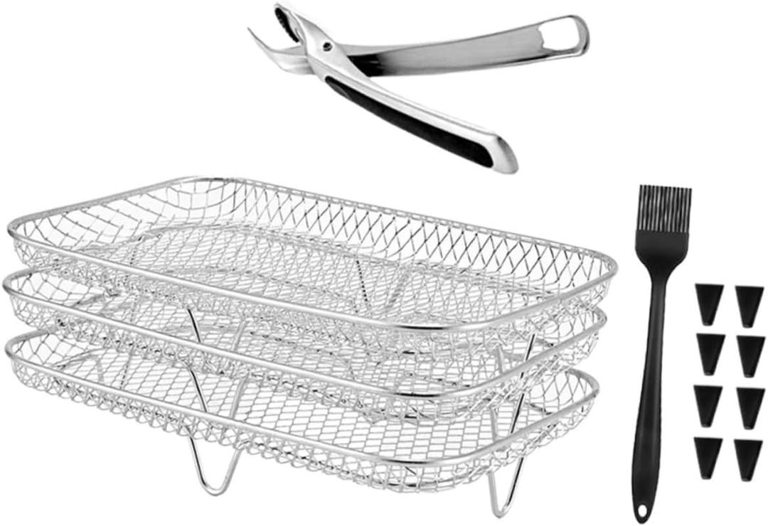 Unomor Stainless Steel Air Fryer Rack Oven Compatible for Kitchen Appliances Grill French Fry Holder
