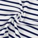 LilyCoco Womens V Neck T Shirts Breton Loose Fit Striped Long Sleeve Shirt Tshirt Blue Medium (M)