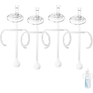 Straw Sippy Cup Conversion Kit for Dr Brown Narrow Nack Baby Bottles, Soft top and Weighted Ball Transition Cup Kit with Handles, Set of 4, Medium