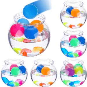 6 Set 30 oz Large Fish Bowls Carnival Games Favors with 50 Multicolor Balls 50 Goldfish Plastic Toys for Adults Table Tennis Carnival Game Party Activity Rewards Prizes